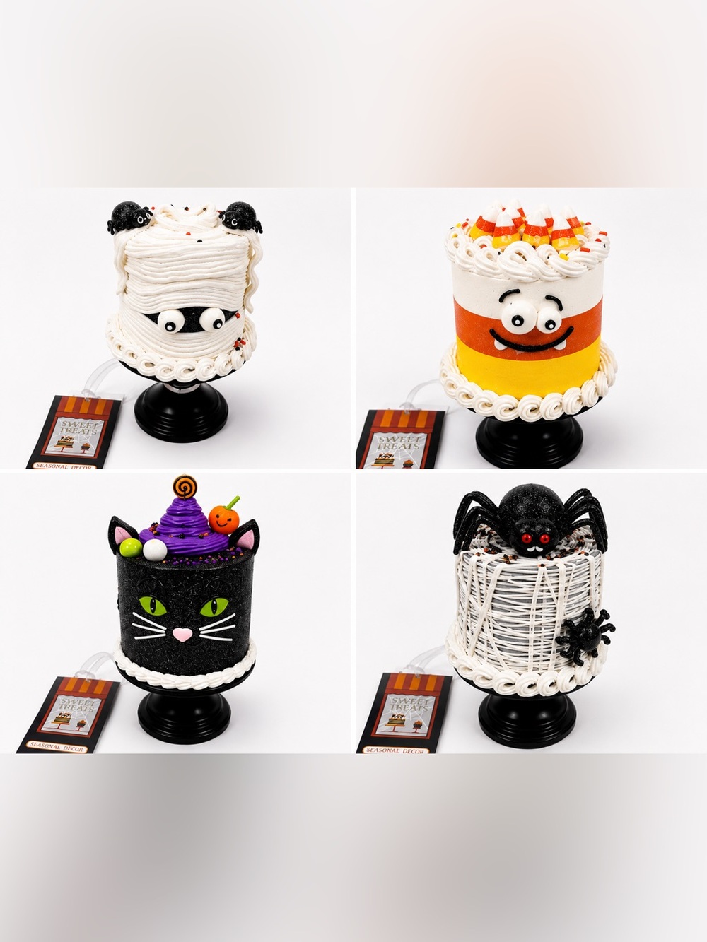 NEW Candy Corn Lane/Sweet Treats Halloween Decorative Mini Cakes SET OF 4